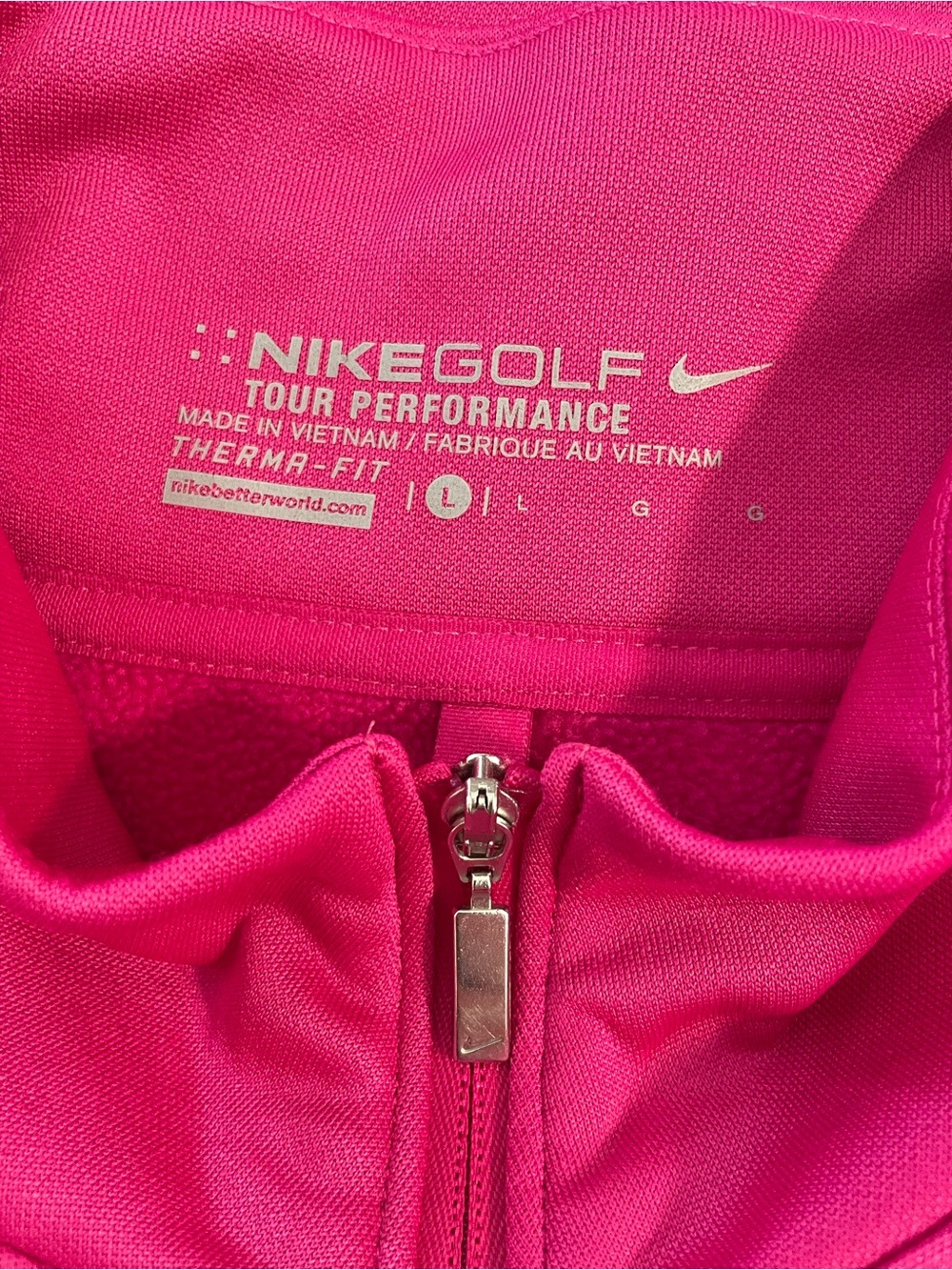 Nike Golf Tour Performance Women’s Therma-Fit Quarter-Zip Pink Pullover Size L - Picture 9 of 11
